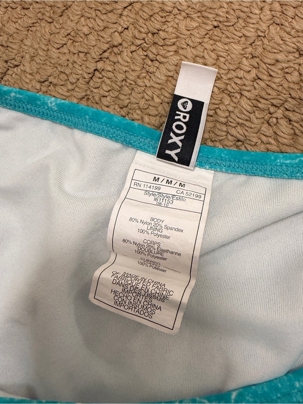 ROXY 70's Lowrider T Side Tie Bikini Bottom Turquoise – M - Picture 7 of 8